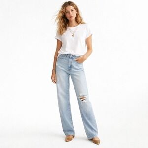 Lovers + Friends Lennon Light Wash High Rise Wide Leg Jeans Sz 26
